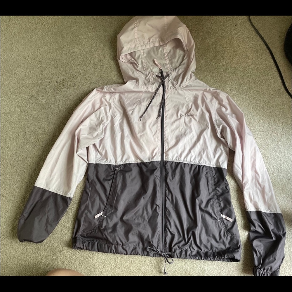 Columbia Two-Tone Hooded Jacket - Light Pink and Gray